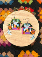 Spooky Ghosts Haunted House Earrings