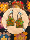 Spooky Ghost Haunted House Earrings