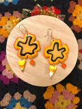 Candy Corn Pumpkin Flower Earrings