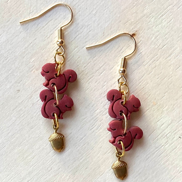 Red Squirrel and Acorn V2 Earrings