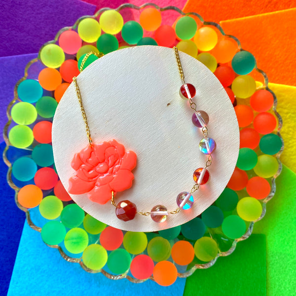 Coral Peony Necklace